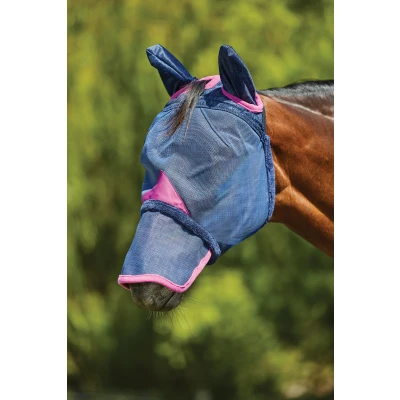 Abbildung von Weatherbeeta Fliegenmaske Comfitec Deluxe Durable Mesh mit Ohren und Nase Navy/Lila Small Pony