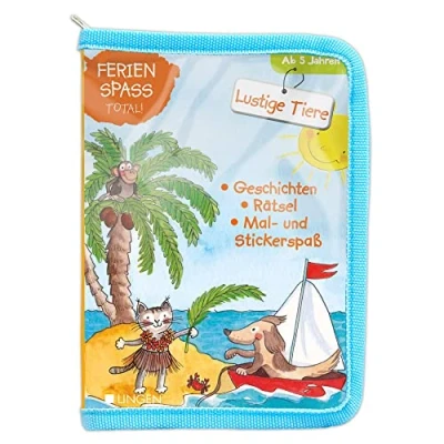 Abbildung von Ferienspaß total! Lustige Tiere: Geschichten, Rätsel, Mal und Stickerspaß in einem Set für Kinder ab 5 Jahren
