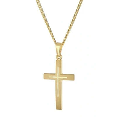 Abbildung von trendor 28599 Goldener Kreuz Anhänger 585/14K An Goldplattierter Silberkette