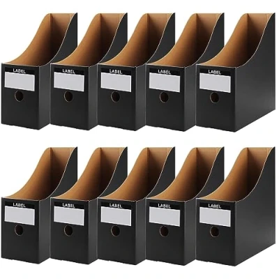 Abbildung von Shodiffy Zeitschriftenhalter Kraftpapier, 10 Stück Zeitschriftensammle Aktenhalter A4 Schreibtisch Stehsammler Pappe Organizer für Datei Ordner Schreibwaren Bürobedarf Schwarz