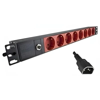 Abbildung von DINIC 19 Zoll Steckdosenleiste mit C14 Stecker, Aluminium, GS (8 Fach für USV Anlagen)