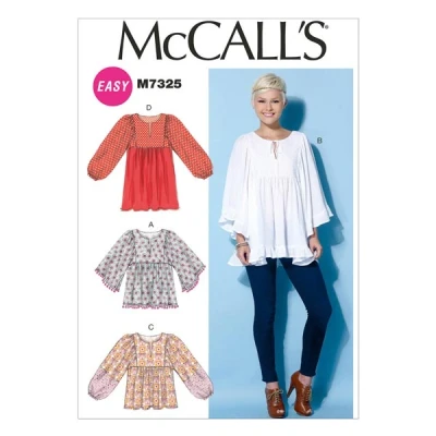 Abbildung von McCall&#039;s Patterns 7325 Y, Damen Tops und Tunika, Größen XSM MED, Mehrfarbig, Y (XS S M)