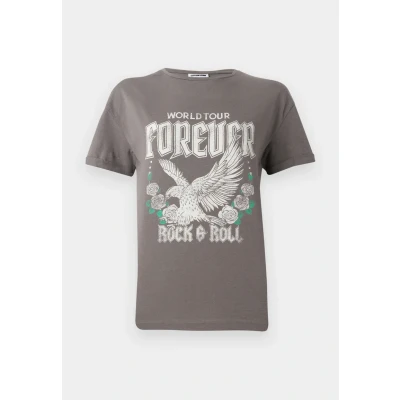 Abbildung von Noisy May Nmbrandy Frontprint Tshirt print, Damen, Größe: XS, Charcoal gray