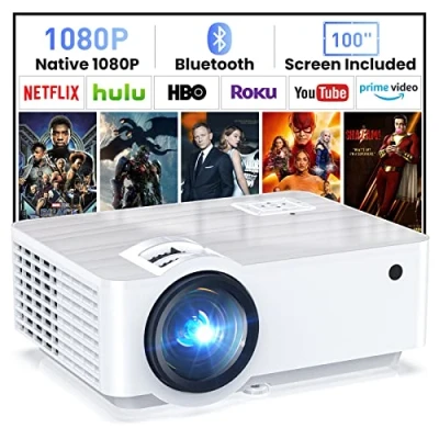 Abbildung von HOPVISION Beamer, Full HD 1080P Beamer Bluetooth 5.1, Tragbare Mini 4K Heimkino Unterstütz, 200&quot; Display Smart Projektor Outdoor Kompatibel mit Smartphone/HDMI/USB/Pad/Fire Stick/PS5