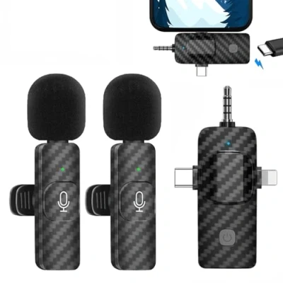 Abbildung von Kabelloses Lavalier Mikrofon, Professionelles Ansteckmikrofon für iPhone/Android/Kamera, Plug &amp; Play mit Rauschunterdrückung, USB C, Videoaufnahmen, Vlogs, TikTok, YouTube 2 Mikrofone