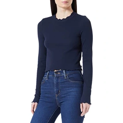 Abbildung von TOM TAILOR Denim Damen Cropped Langarmshirt 1032820, 10668 Sky Captain Blue, L