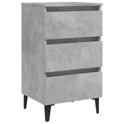 Abbildung von vidaXL Nachttisch mit Metallbeinen 3 Schubladen Nachtschrank Nachtkonsole Nachtkommode Schlafzimmer Schrank Kommode Betongrau 40x35x69cm