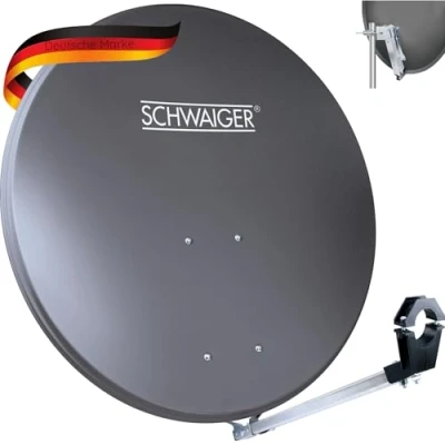 Abbildung von SCHWAIGER SPI2080 018 Satellitenschüssel SAT Antenne Satelliten Anlage Offset LNB Tragarm Masthalterung Schüssel Aluminium 80cm Anthrazit