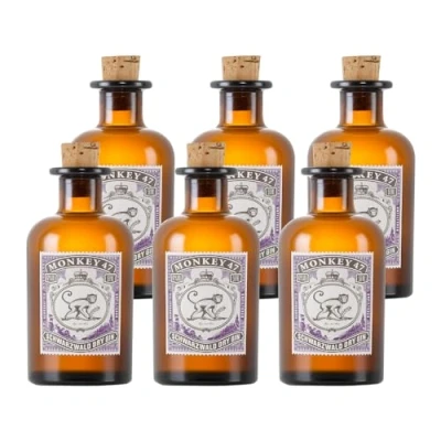 Abbildung von Monkey 47 Schwarzwald Dry Gin Miniatur Harmonischer mit Wacholderaroma und frischen Zitronen Fruchtnoten 6 x 0,05 l
