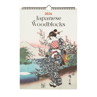 Abbildung von Kokonote Kalender 2024 Wandkalender Japanese Woodblocks Familienplaner 28 x 39,7 cm 12 Monate