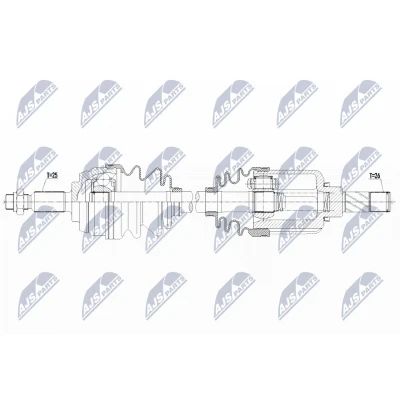 Abbildung von NTY NPW RE 146 Antriebswelle Vorderachse links 700 DACIA: Duster SUV, II
