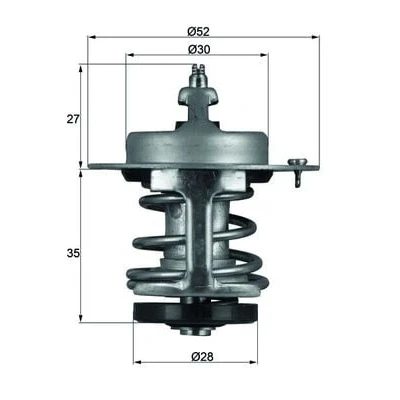 Abbildung von MAHLE ORIGINAL TX 69 79 Kühlwasserthermostat 52 ohne Dichtung HONDA: Civic 6 Hatchback, CRX 3, V Hatchback