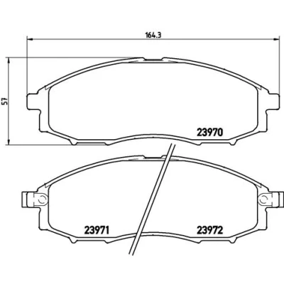 Abbildung von BREMBO P 56 049 Bremsbelagsatz mit akustischer Verschleißwarnung ohne Zubehör NISSAN: Navara Pickup, Pick Up, NP300 Pritsche / Fahrgestell