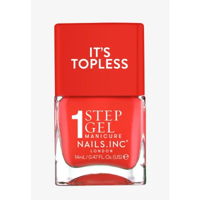 Abbildung von Nails Inc Topless Jennifer (Korallen rot) Gel Nagellack ohne UV 1 Schritt Maniküre mit ca. 8 Tagen Halt Schnelltrocknend, vegan &amp; 21 free Für Kinder Erwachsene Base Coat Top