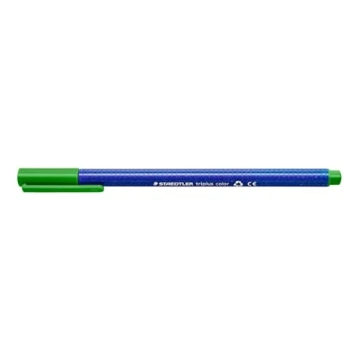 Abbildung von STAEDTLER Filzstifte triplus color, saftgrün, dreikant, stabile, eindrucksichere Spitze, Linienbreite ca. 1 mm, kindgerecht, Made in Germany, 10 saftgrüne fibre tip pens im Kartonetui, 323 52