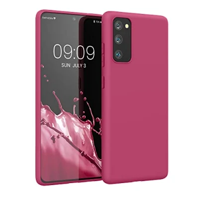 Abbildung von kwmobile Hülle kompatibel mit Samsung Galaxy S20 FE weiches TPU Silikon Case Cover geeignet für kabelloses Laden Fuchsia matt