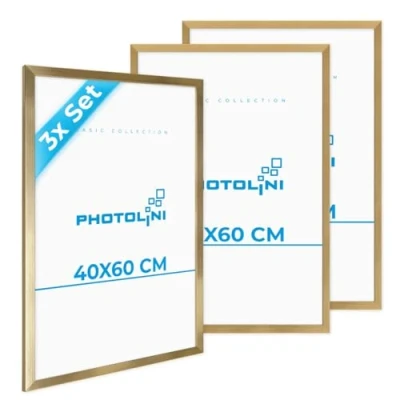 Abbildung von PHOTOLINI Bilderrahmen 3er Set, stabiles MDF Holz, mit Acrylglas, extra Zubehör