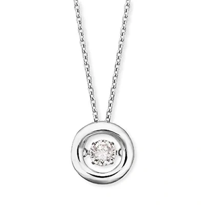 Abbildung von Engelsrufer Damen Halskette aus Sterling Silber und silbernem Zirkonia Anhänger besetzt mit einem Stein Karabinerverschluss Länge: 44cm
