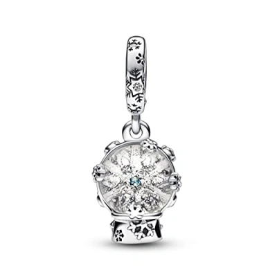 Abbildung von Pandora Snowflake Snowglobe Dangle Charm, Damen, Größe: One Size, Sterling silver