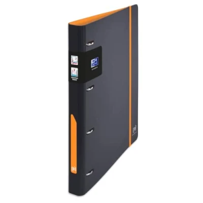 Abbildung von OXFORD 14 Stück Ringbuch European Binder For Students A4 Rücken 30 mm 4 D Ringe Einband Polypro expandiert zweifarbig schwarz/orange