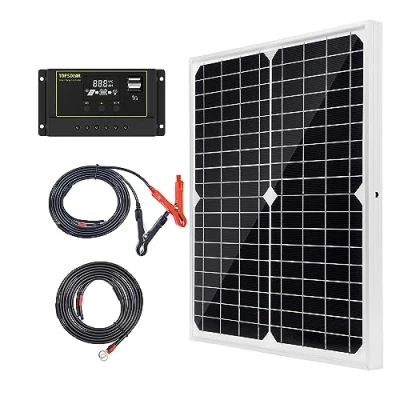 Abbildung von 20W 12V Monocrystalline Solar Panel, Panel Kit with 10 A Charger Charge Controller Photovoltaic Systems Powered for Caravan, Camper, Boat