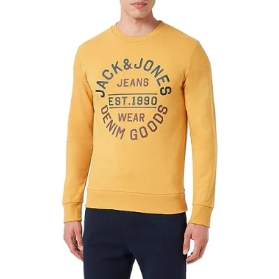 Abbildung von JACK&amp;JONES Herren JJMIKK Sweat Crew Neck Pullover, Honey Gold/Print:Big, S