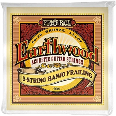 Abbildung von Ernie Ball P02061 Earthwood 5 String Banjo Frailing Loop End 80/20 Bronze Akustik Gitarrensaiten, Stärke 10 24