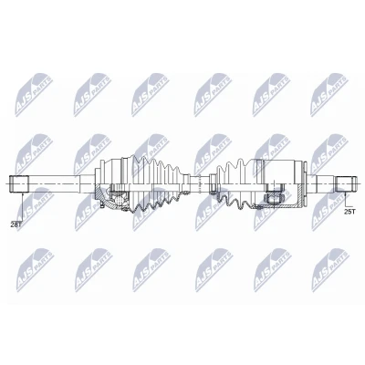 Abbildung von NTY NPW MS 057 Antriebswelle Vorderachse links 611, 90