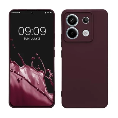 Abbildung von kwmobile Slim Case kompatibel mit Xiaomi Redmi Note 13 Pro 5G / Poco X6 Hülle Handyhülle aus Silikon in Bordeaux Violett