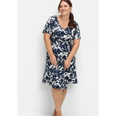 Abbildung von Sheego Freizeitkleid, Damen, Größe: 44, Marine gemustert