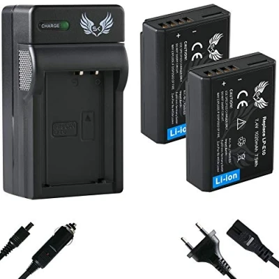 Abbildung von 2X SK Akku Canon LP E10 1020mAh + Ladegerät Charger für EOS 1100D 1200D 1300D 2000D 4000D / Rebel T3 T5 T6 und weitere
