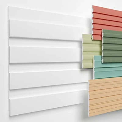 Abbildung von HEXIMO Lamellenwand (3.67 m²) aus XPS Lamellen Wandpaneele Lamellenverkleidung Akustikpaneele weiß (8 Paneele, HLM 1 03 weiß) Wandplatten wall panels Schaumstoff