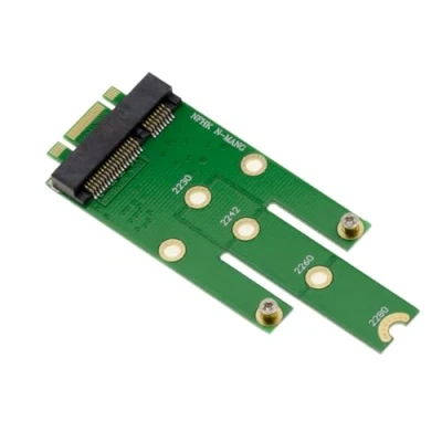 Abbildung von KALEA INFORMATIQUE mSATA miniPCIe auf M.2 Adapter, um eine SSD an einem M2 SATA B Key Port zu befestigen.