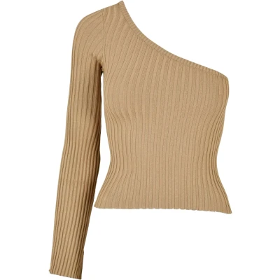 Abbildung von Urban Classics ONE Sleeve Strickpullover, Damen, Größe: Large, Unionbeige