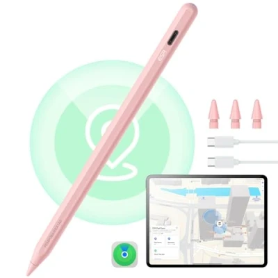 Abbildung von ESR Geo Digital Pencil Findmy kompatibel mit Apple iPad 20182025, einfachen Shortcuts für A16/10/9/8 &amp; Air 13(M2)/11 Pro 12.9/13/11 Mini 7/6/5, Rosa (kein kabelloses Laden)