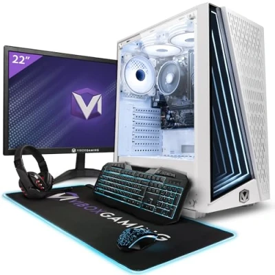 Abbildung von Vibox I 90 Gaming PC 22 Zoll Set Komplett Quad Core AMD Ryzen 3200G 4GHz Radeon Vega 8 8GB RAM 480GB SSD Linux OS WiFi