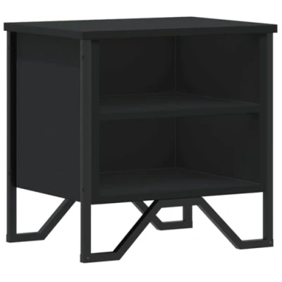 Abbildung von vidaXL Nachttisch, Nachtschrank mit Stauraum, Nachtkommode für Schlafzimmer, Nachtkonsole Beistelltisch, Schwarz Holzwerkstoff Metall