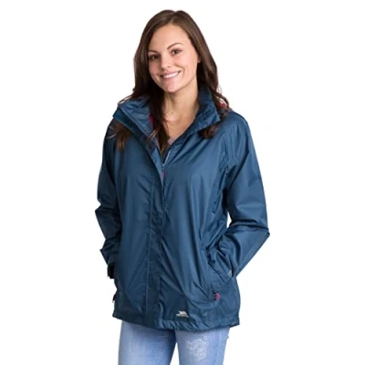 Abbildung von Trespass Lanna II, Midnight Blue, XS, Wasserdichte Jacke mit einrollbarer Kapuze für Damen, X Small, Blau