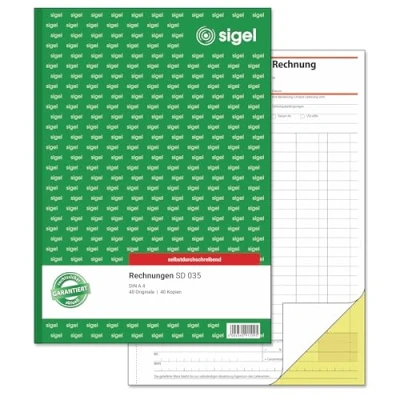 Abbildung von SIGEL SD035 Rechnungen, A4, 2x40 Blatt, selbstdurchschreibend, aus nachhaltigem Papier