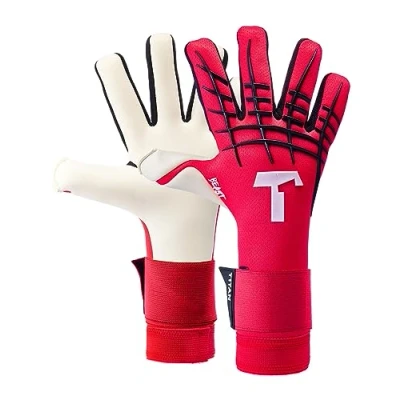 Abbildung von T1TAN Red Beast 3.0 Torwarthandschuhe ohne Fingerschutz Fußballhandschuhe für Jugendliche &amp; Erwachsene, Unisex Negative Cut und 4mm Gecko Grip Gr. 8