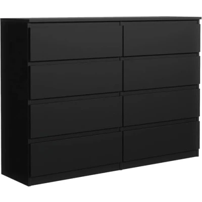 Abbildung von meble masztalerz Kommode Schwarz Matt mit 8 Schubladen 120 x 101,5 39 cm Sideboard Wohnzimmer, Schlafzimmer Schubladenschrank Komodenschrank