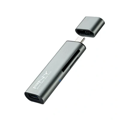 Abbildung von PNY R TC UA 3N1E01 RB, MicroSD (TransFlash), MicroSDHC, MicroSDXC, SD, SDHC, SDXC, Metallisch, Reach, USB 3.2 Gen 1 (3.1 1) Type C, USB, Windows 10, 7, 8