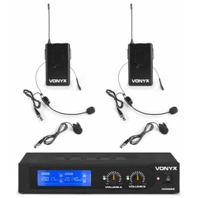 Abbildung von Vonyx WM522B Drahtloses Headset Mikrofon Set 2 Kanal VHF