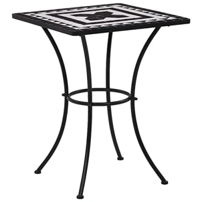 Abbildung von vidaXL Mosaik Bistrotisch Gartentisch Balkontisch Mosaiktisch Terrassentisch Tisch Beistelltisch Gartenmöbel Schwarz Weiß 60cm Keramik