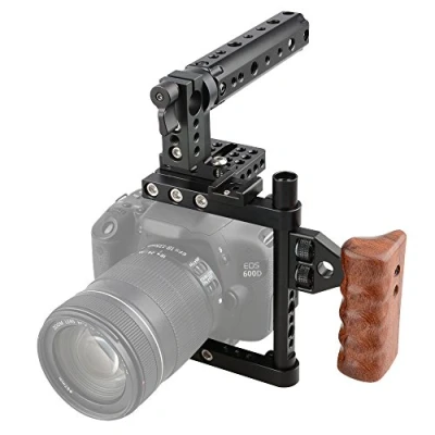 Abbildung von CAMVATE DSLR Kamera Käfig EIN Top Griff Holz Grip für 60D A99 D7000 G7
