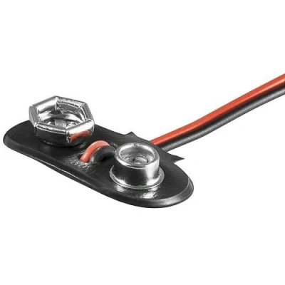 Abbildung von CABLEPELADO Batteriehalter für 1 Batterie 6LF22, T förmig, inkl. 200 mm Kabel, geeignet 6F22, 6HR61, 6LR61, 9 V