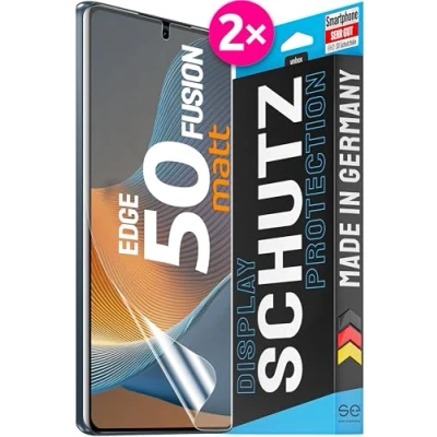 Abbildung von 2x se® 3D SCHUTZFOLIE Entspiegelt für Motorola Edge 50 Fusion, Anti Glare, 100% Fingerabdruck &amp; FaceID kompatibel, einfache blasenfreie Installation, Matt, Stoß Kratzfest TPU Material, aus Deutschland