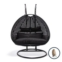 Abbildung von HOME DELUXE Hängesessel Polyrattan TWIN inkl. Regenabdeckung (inkl. Sitzauflage, Gestell &amp; Montagezubehör, 5 St., Komplettset), Hängestuhl, Hängekorb, Hängeschaukel, Hollywoodschaukel