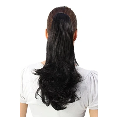 Abbildung von WIG ME UP T400 2 Haarteil Zopf Pferdeschwanz glatt schwarz mittellang