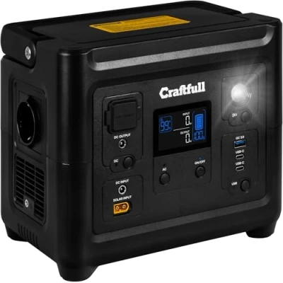 Abbildung von Craftfull Powerstation Fast Charge PS500 3 Jahre Garantie 750 Watt Lithium LiFePO4 Akku 80% nach &gt; 2000 Ladezyklen SOS Signal USB C/USB A/KFZ/Schuko Stecker/Hohlstecker (500 Watt)